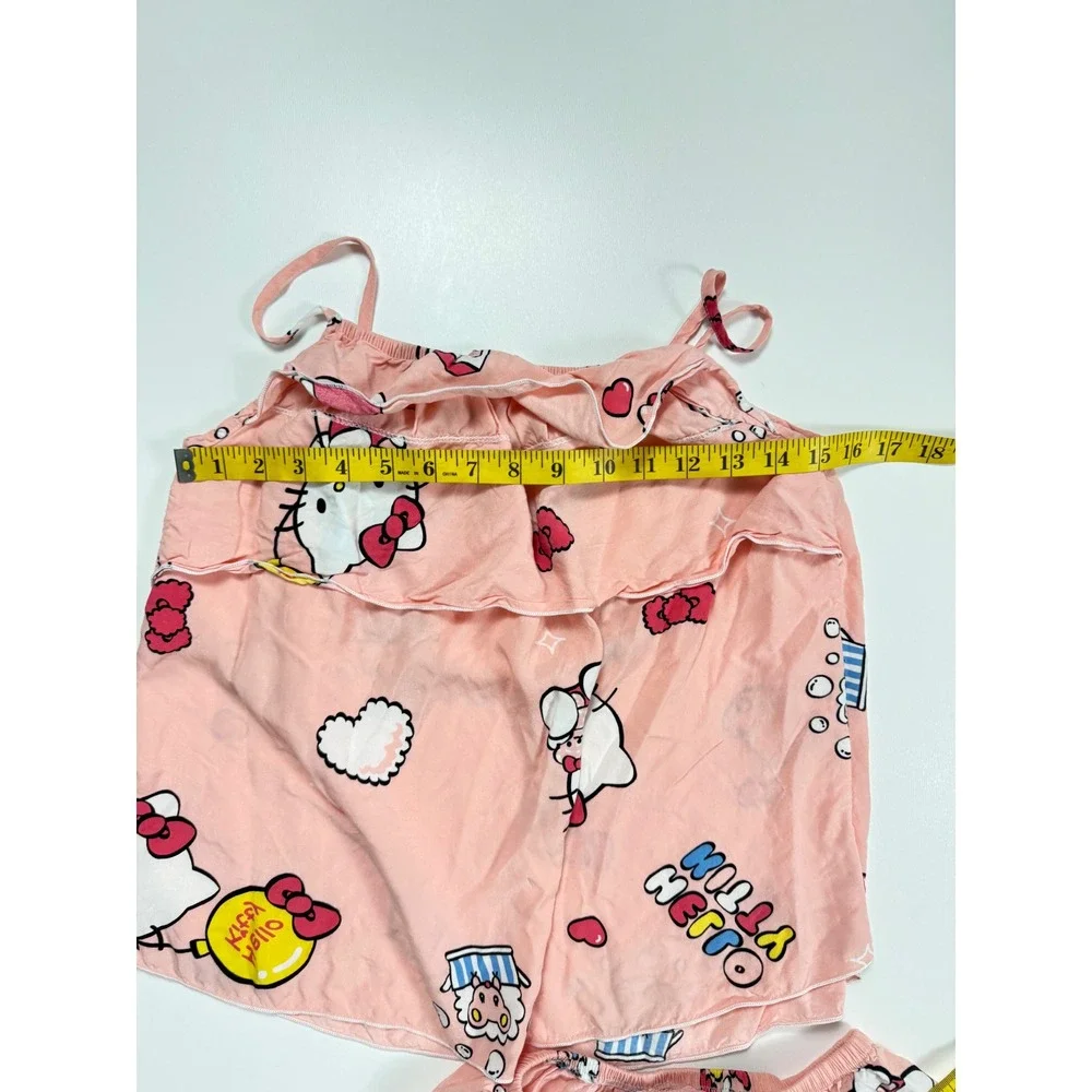 Hello Kitty Pink‎ Ruffle Pajama Set Girls Sleeveless Cami and Shorts Size XL